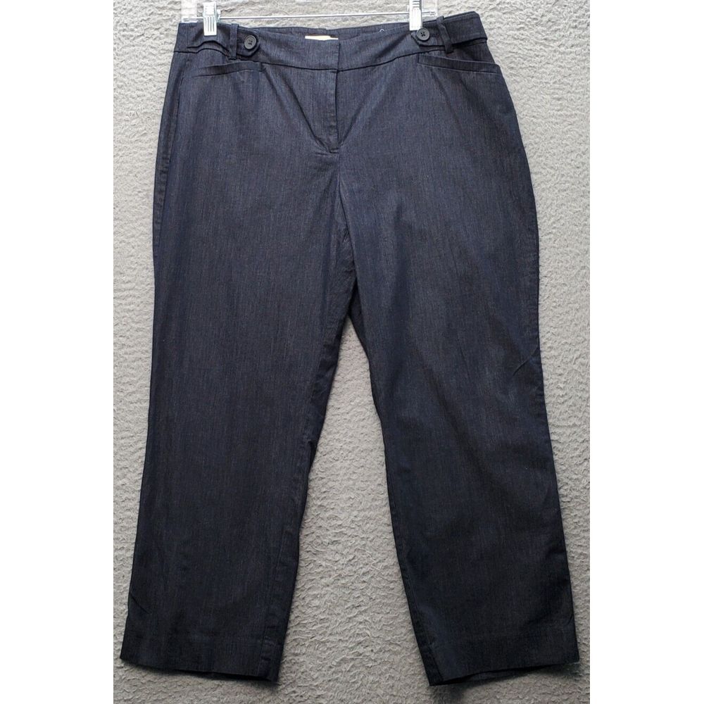 LOFT Pants Womens Size‎ 10 Blue Curvy Cotton Flat Front Regular Fit Straight Leg